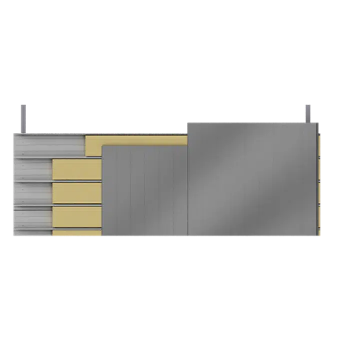 Double skin with steel alu siddings vertical position trays insulation