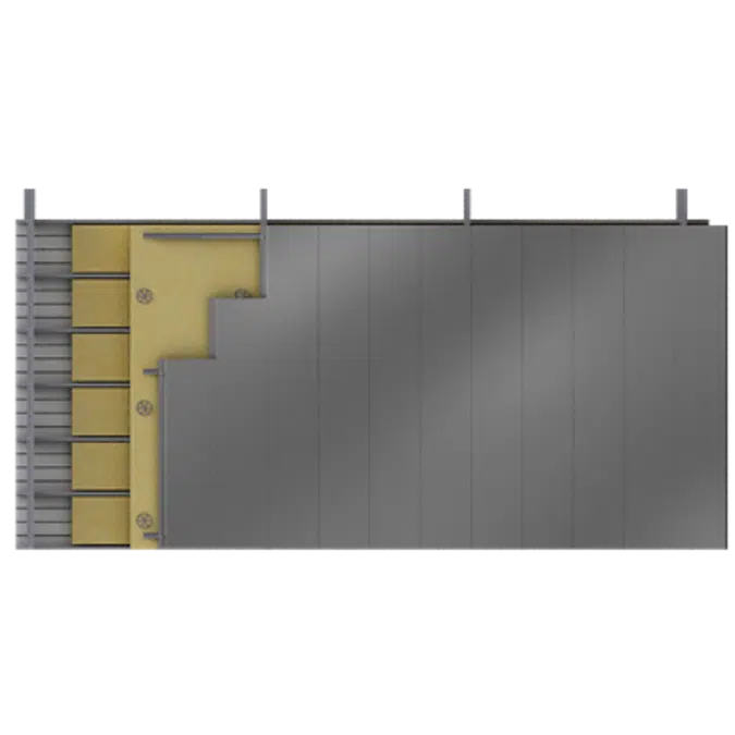 Bardage double peau lames acier alu pose V plateaux pleins isolation écarteurs