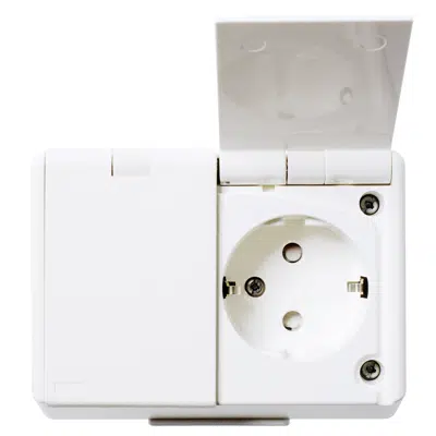 RS16 double socket-outlet IP44 surface PW RAL9003 için görüntü