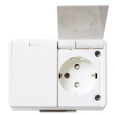 Image for RS16 double socket-outlet IP44 surface PW RAL9003