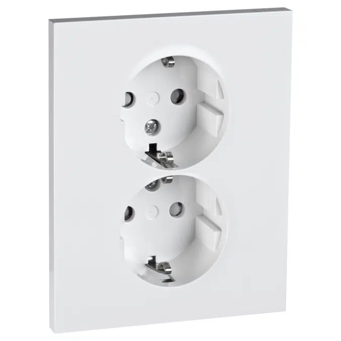 PLUS double socket-outlet full flush screw PW RAL9010