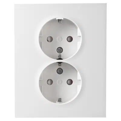 billede til PLUS double socket-outlet full flush screw PW RAL9010