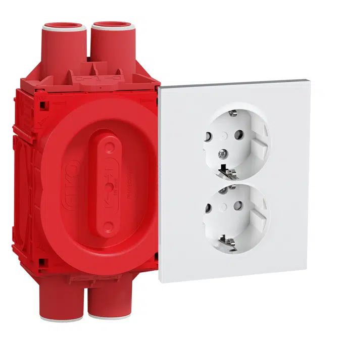 PLUS double socket-outlet full flush screw PW RAL9010