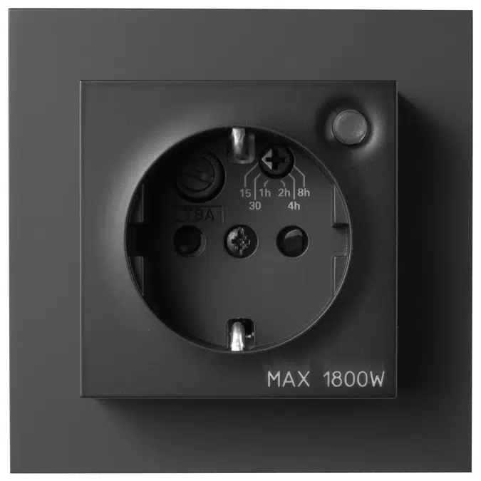 PLUS single socket-outlet with integrated timer BLK RAL9005