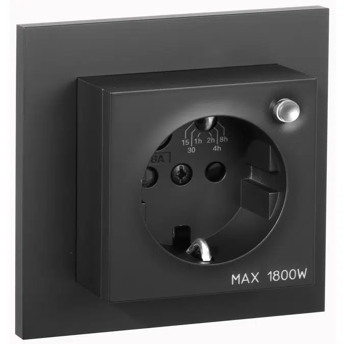 PLUS single socket-outlet with integrated timer BLK RAL9005