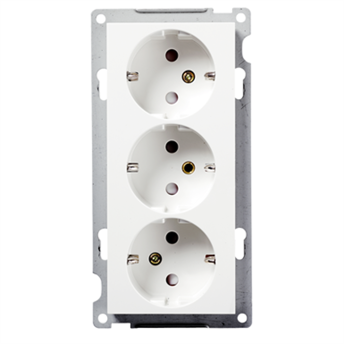 Triple socket outlet RS16 flush PW RAL9003