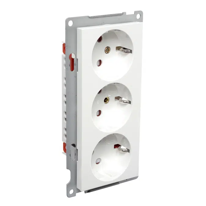 Triple socket outlet RS16 flush PW RAL9003