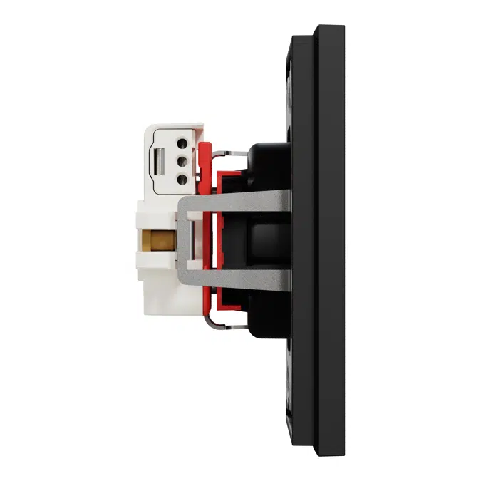 Double socket-outlet full flush screw Ocean Plastic Plus Black RAL9005