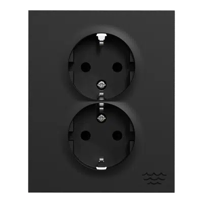 Double socket-outlet full flush screw Ocean Plastic Plus Black RAL9005 için görüntü