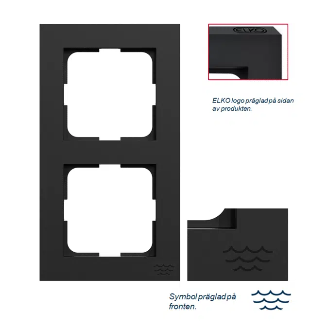 Combination frame 1-gang Ocean Plastic Plus Black RAL9005