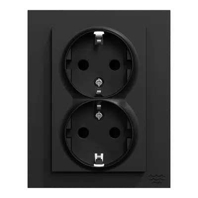 afbeelding voor Double socket outlet Ocean Plastic Plus flush Black RAL9005