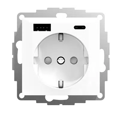 RS16 single socket-outlet with USB A+C PW RAL9003 için görüntü