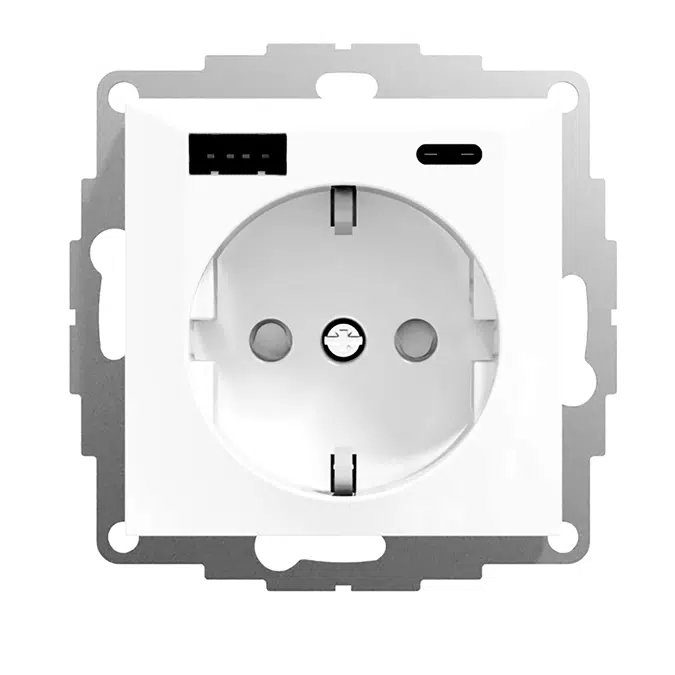 RS16 single socket-outlet with USB A+C PW RAL9003