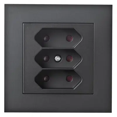 Image for PLUS triple Euro socket-outlet BLK RAL9005