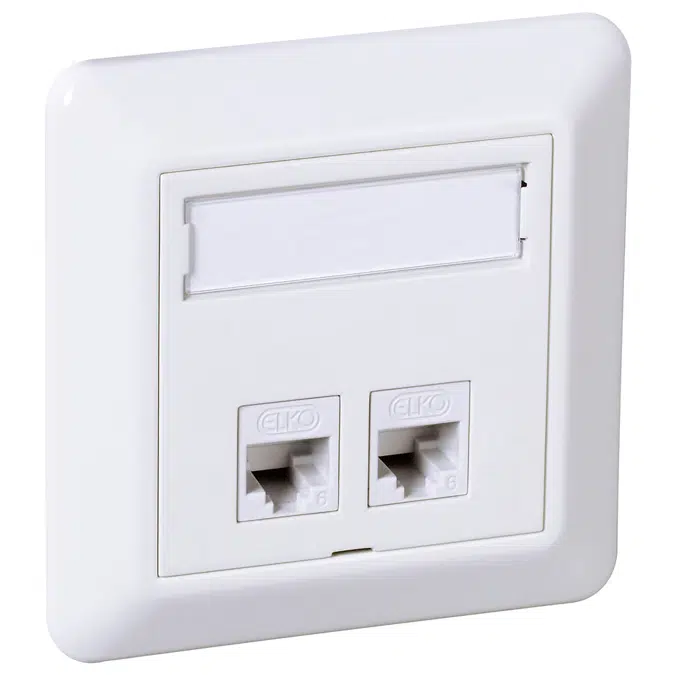 Modular outlet 2xRJ45 RS16 flush PW RAL9003