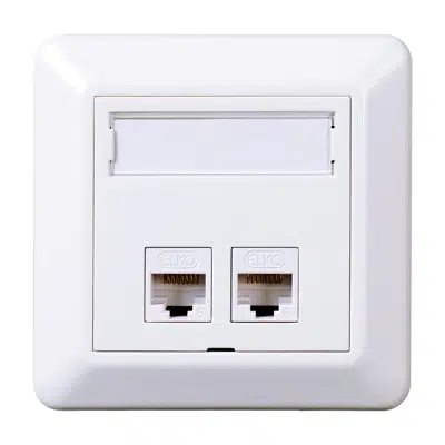 Modular outlet 2xRJ45 RS16 flush PW RAL9003 için görüntü