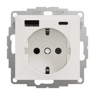 Image for PLUS single socket-outlet with USB A+C PW RAL9010