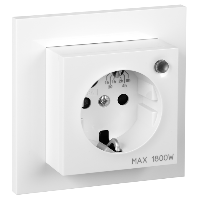 PLUS single socket-outlet with integrated timer PW RAL9010