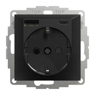 Зображення для PLUS single socket-outlet with USB A+C BLK RAL9005