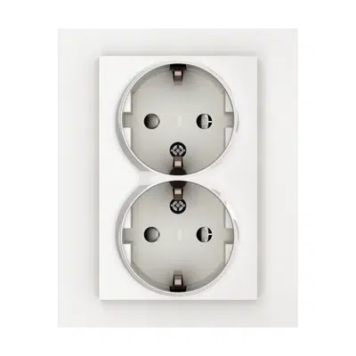 Image for PLUS double socket-outlet screw/screwless PW RAL9010