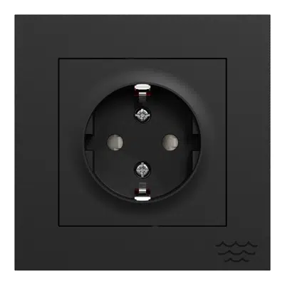 billede til Single socket-outlet screwless Ocean Plastic Plus Black RAL9005