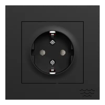 afbeelding voor Single socket-outlet screwless Ocean Plastic Plus Black RAL9005