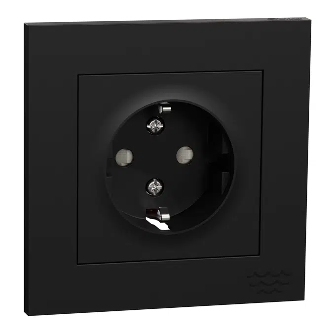 Single socket-outlet screwless Ocean Plastic Plus Black RAL9005