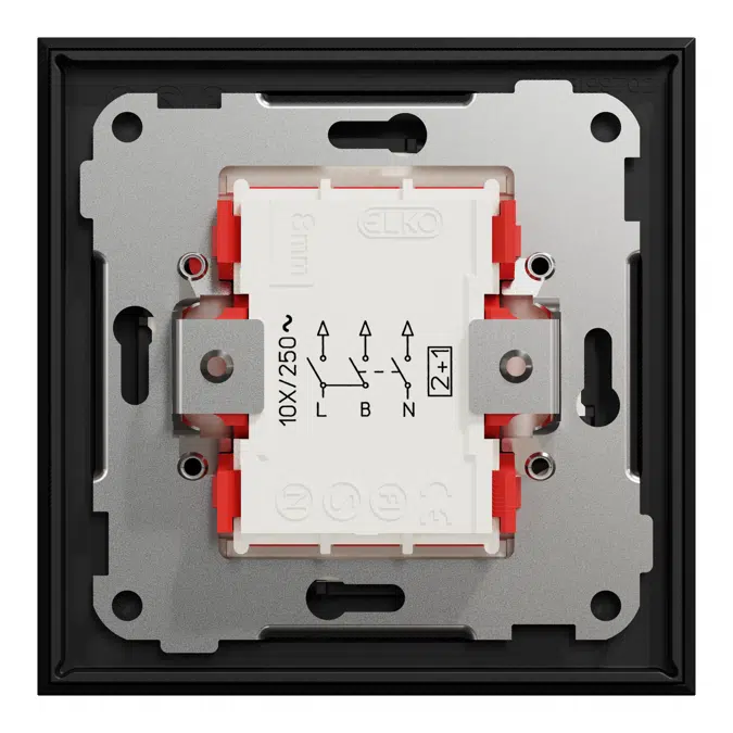 2-pole+1 switch Ocean Plastic Plus flush Black RAL9005.