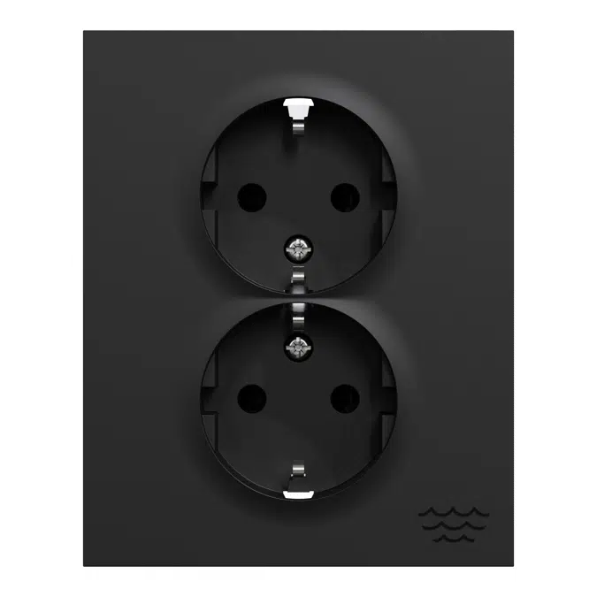 Double socket-outlet full flush screw 440V Ocean Plastic Plus Black RAL9005