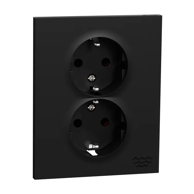 Double socket-outlet full flush screw 440V Ocean Plastic Plus Black RAL9005