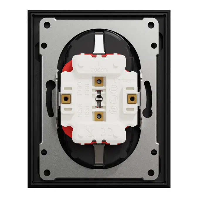 Double socket-outlet full flush screw 440V Ocean Plastic Plus Black RAL9005