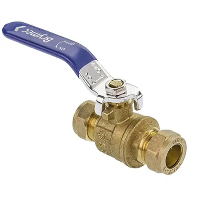 DZR Brass Ball Valve - Compression End - 15, 22, 28mm Red & Blue 38849, 38850, 38851