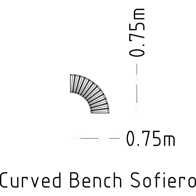 Park Bench Curved Sofiero 90°/Ø800