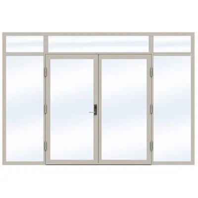 Image pour Steel Door SD4220 P65 EI30 Double with Toplight and Sidelights on Left and Right