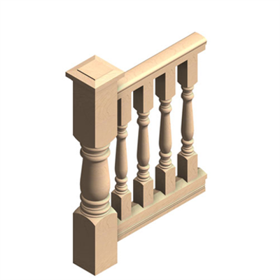 изображение для 4-pc 4" Wood Balustrade, Wood Porch Railing