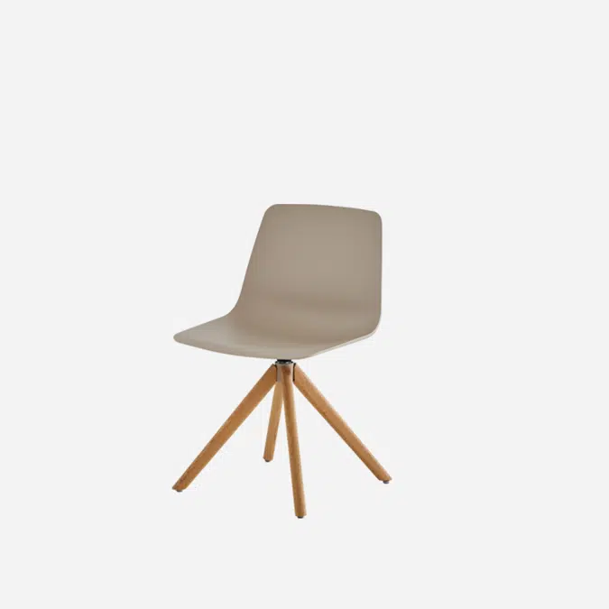 VXL0080MA - Chair with 4 spoke wooden swivel base (plastic mono-shell)