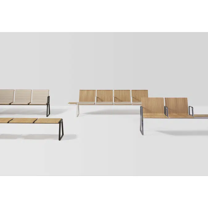 LIN0550 - 5 seater bench with wooden mono-shells