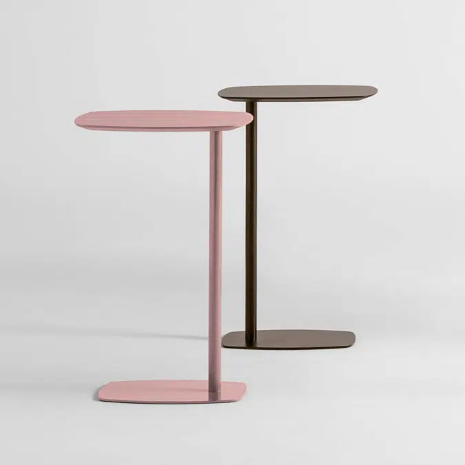 LAN0010 - Occasional side table with wooden top and steel base.