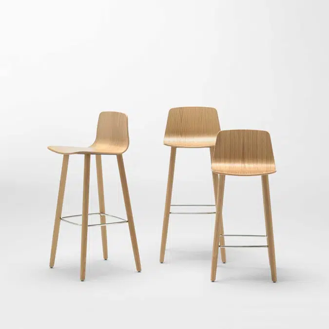 VAR0495MA - High stool with wooden 4 leg frame