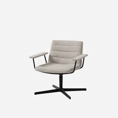 Image for XAI0160 - Lounge armchair with low backrest, 4 spoke aluminum base and upholstered arms (horizontal stitching upholstery)