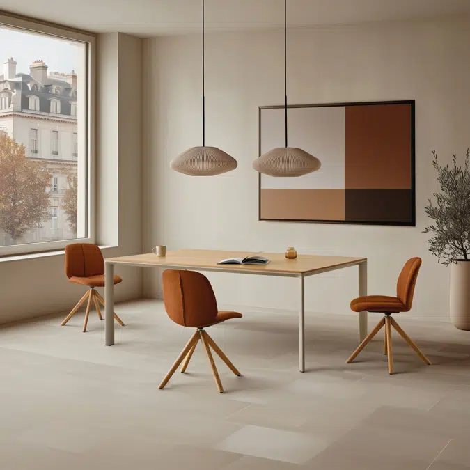 OSW0044MA - Chair with 4 spoke wooden swivel base