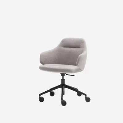 billede til BIN0110 - Armchair with mid back and 5 spoke aluminum swivel base on casters.