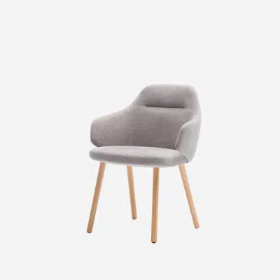 imazhi i BIN0150MA - Armchair with mid back and wooden 4 leg frame.