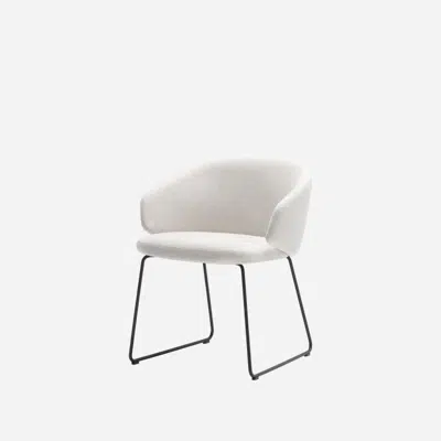 BIN0035 - Armchair with low back and steel rod sled frame.图像