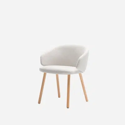 BIN0050MA - Armchair with low back and wooden 4 leg frame.图像