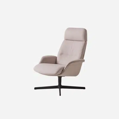 afbeelding voor REV0130 - Lounge armchair with high back, upholstered outer shell and 4 spoke aluminum swivel base