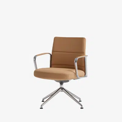 obraz dla ZEP0134 - Swivel armchair with low back and horizontal stitching upholstery with 4 spoke base