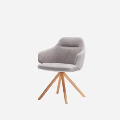 billede til BIN0130MA - Armchair with mid back and 4 spoke wooden swivel base.