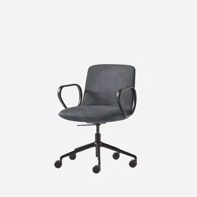 KOR0530 - Armchair with low back (5 spoke aluminum swivel base on casters + gas lift) 이미지