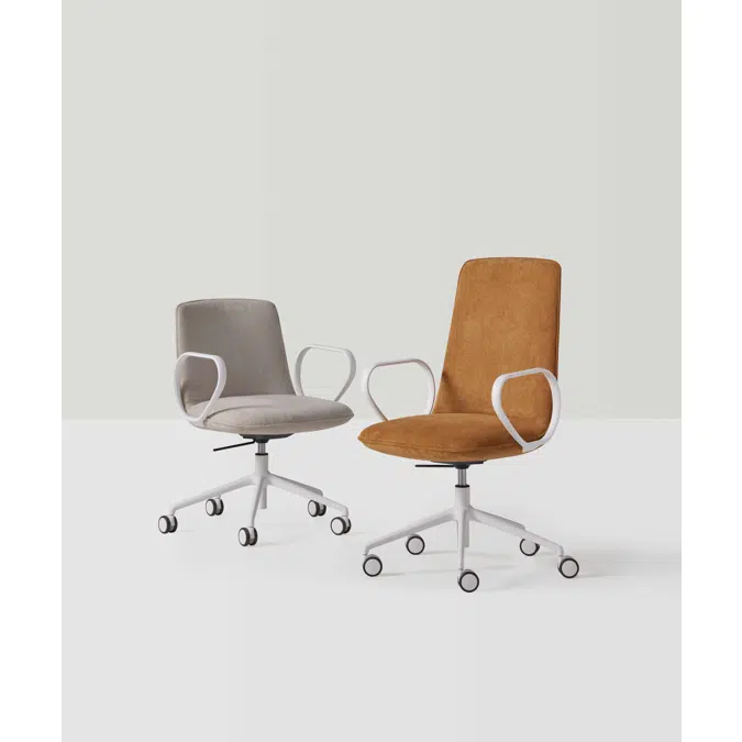 KOR0530 - Armchair with low back (5 spoke aluminum swivel base on casters + gas lift)